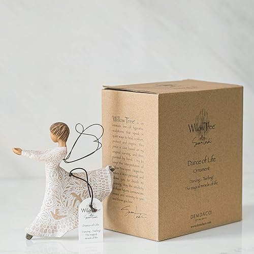 Miniatura 4 de Willow Tree Dance of Life - Adorno colgante con figura de ángel en crema, resina, metal, intrincadas tallas temáticas de vida, múltiples ocasiones