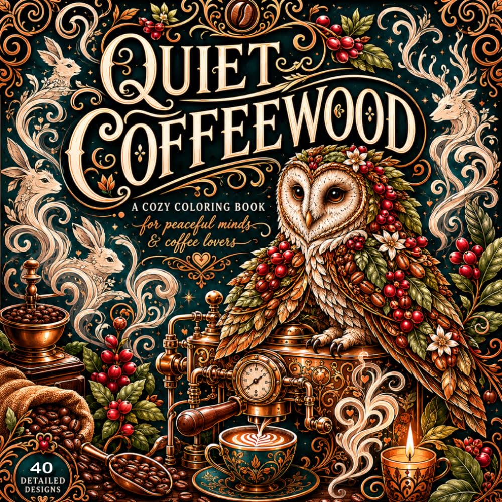 Coffee Animals Coloring Book: Cute & Cozy Animal Café Scenes for Stress Relief, Relaxation and Mindful Coloring
