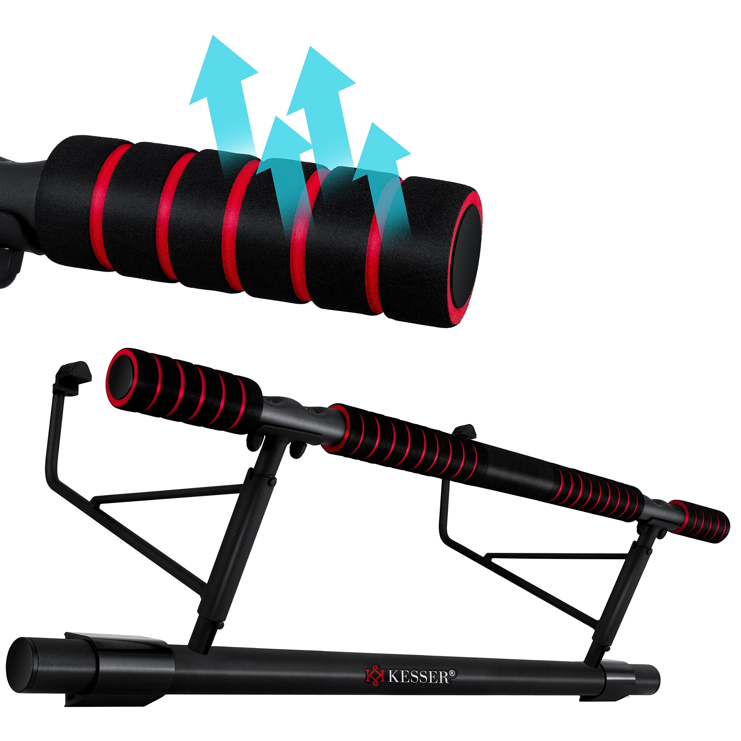 Barra Per Trazioni KESSER 4 In 1 - Con Stazione DIP E Cavi, Montaggio A Porta Senza Viti, Max 130 Kg - Foto 7