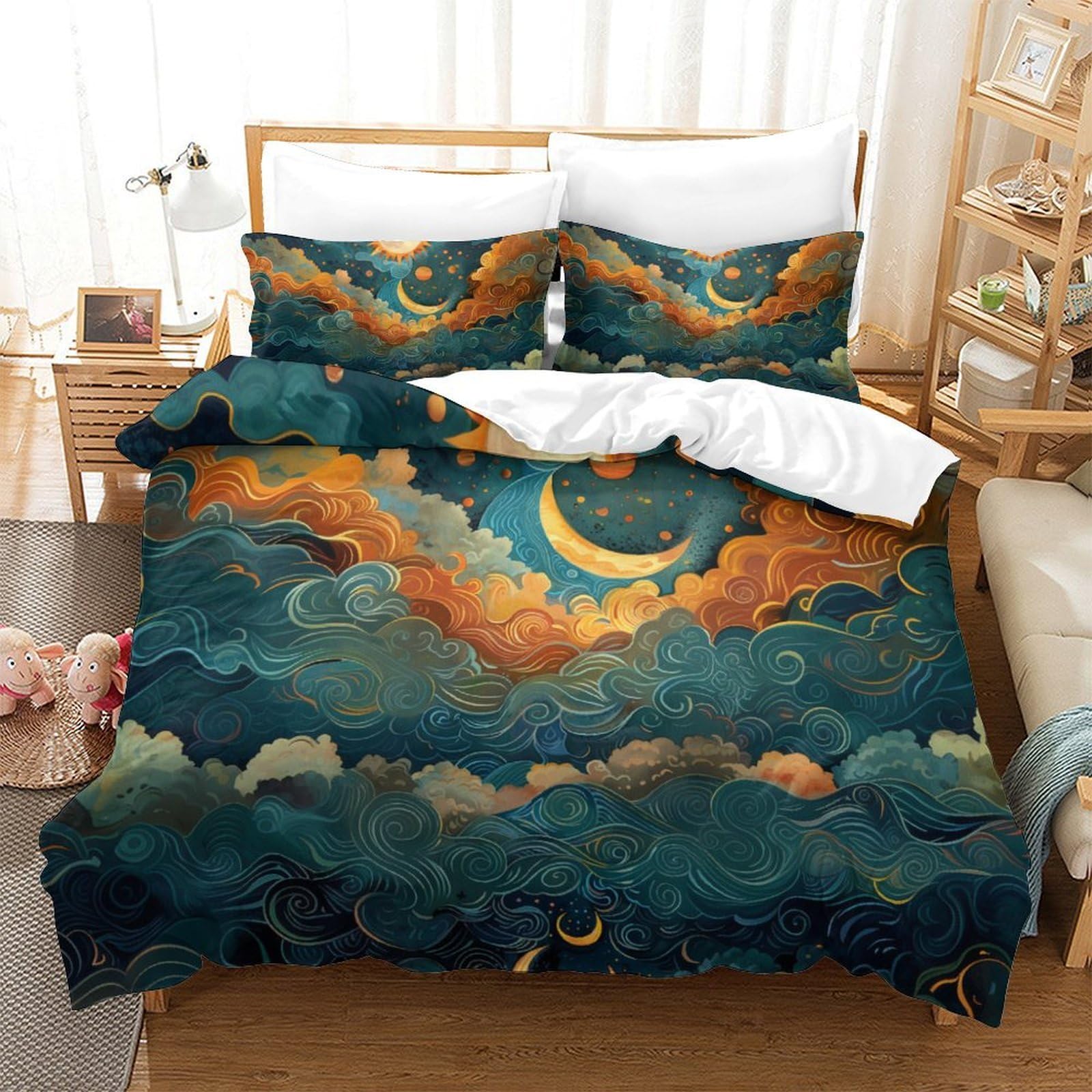 Housse de couette lune et soleil pour transformer la chambre des ados