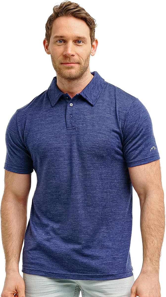 Merino Wool Polo Shirt Men - Anti-Odor 100% Merino Wool Shirts for Men Short Sleeve and Long Sleeve Breathable Polo