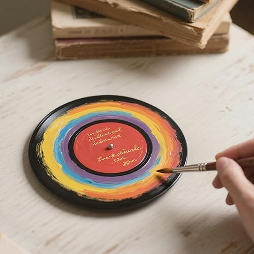 Miniatura 3 de Paquete de 6 discos de vinilo en blanco de 7 pulgadas, arte de pared falso retro para estética de habitación independiente, telón de fondo de fiesta