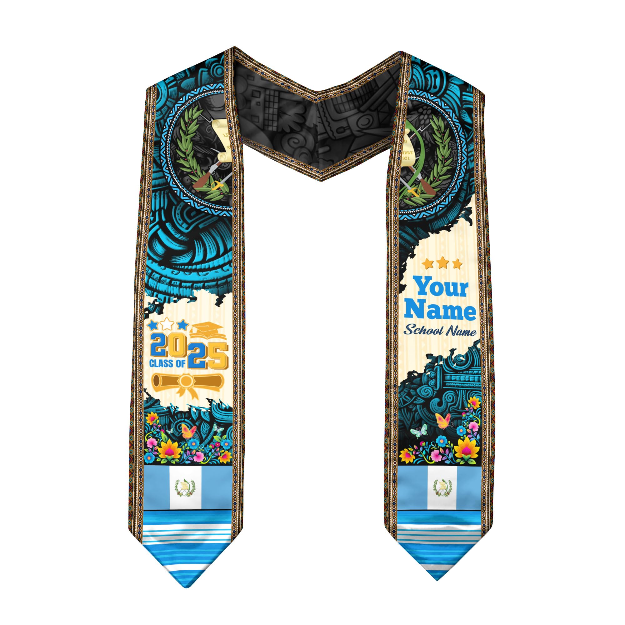 Customized Guatemala Graduation Stole 2025, Custom Guatemalan Graduation Sash, Class of 2025, Guatemalan American Flag 4