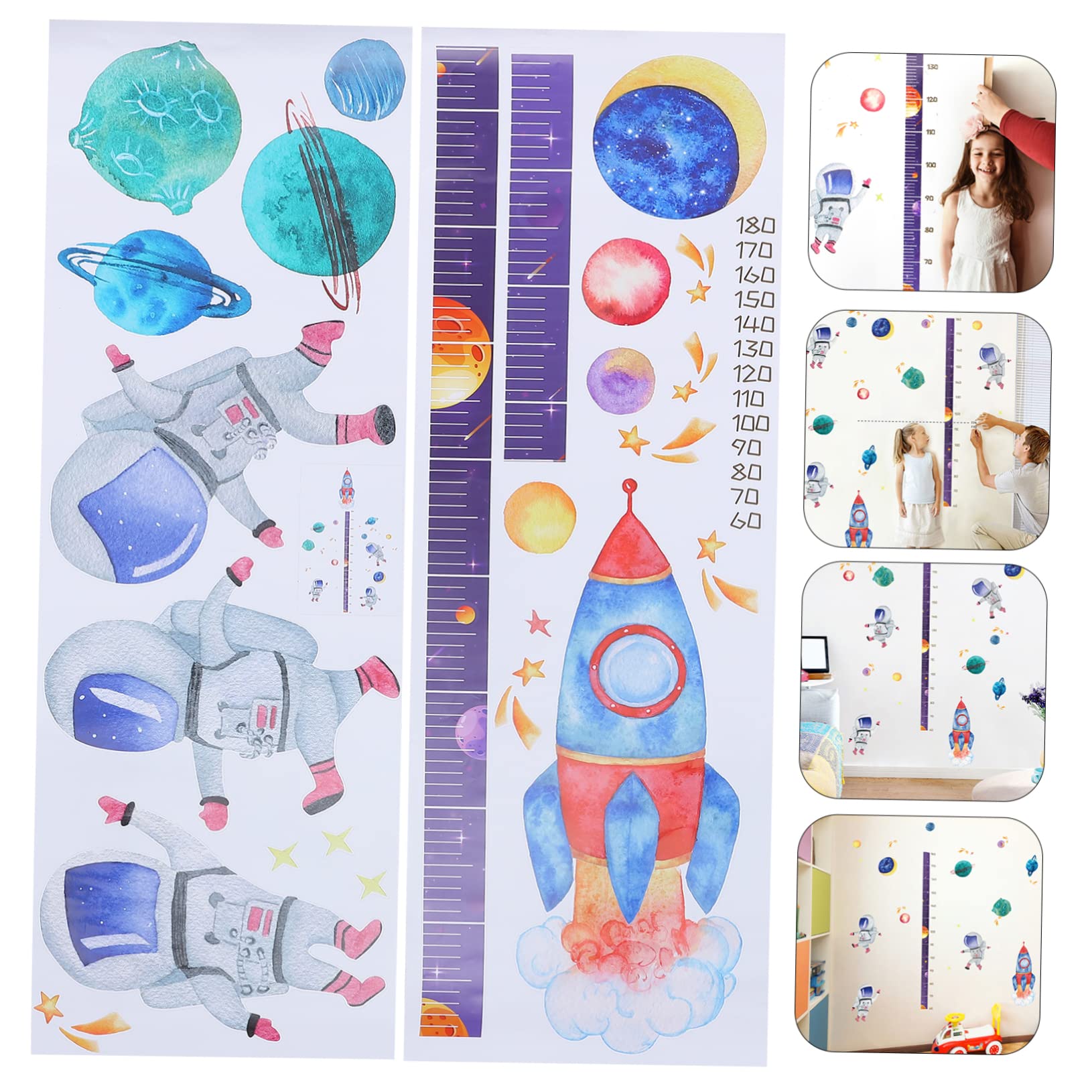 VICASKY 3sätze Abnehmbarer Astronaut-wachstumsmaßstab Wandaufkleber Für Kinderzimmer Lustiges Design Für Babyzimmer Kindergarten Und Hochwertiges Wiederverwendbar Und Langlebig