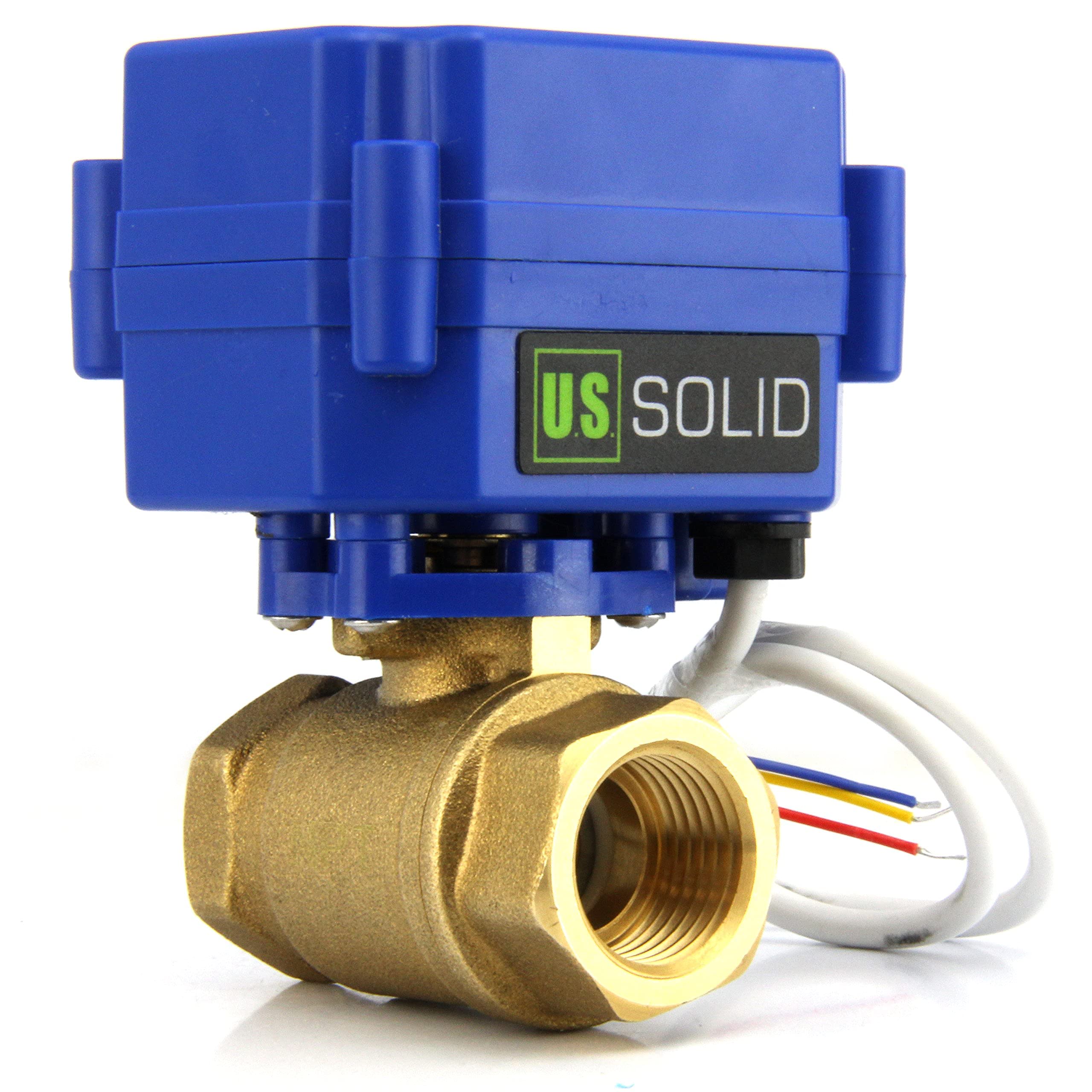 U.S. Solid 3/4" Vanne motorisée Laiton Vanne a sphere 2 voies motorisée electrique, 9-24V AC/DC, 3 fils