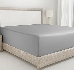 California Design Den Twin XL Bed Fitted Sheet, Soft 400 Thread Count 100% Cotton Deep Pocket Bottom Sheet, Cooling Durable Sateen Weave for Dorms (Twin XL, Light Grey)