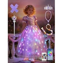 Princess Costume for Girls, RGB Light Up Princess Dress Up Syncs Music App Control with Accessories for 3-9 Girls