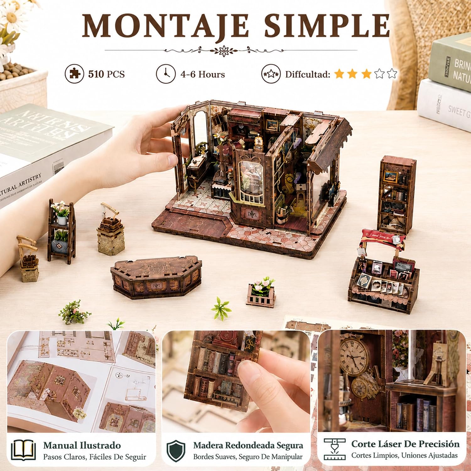 CRIOLPO Book Nook Kits Miniature House Kit for Adults with LED Lights image 4