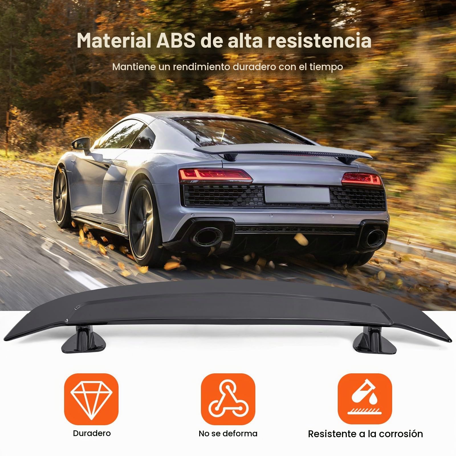 VEVOR Alerón de Coche, Alerón Universal de 1175 x 235 x 125 mm, Compatible con la Mayoría de los Sedanes y Cupés, Material ABS de Alta Resistencia, Alerón Trasero de Coche de Color Negro Brillante
