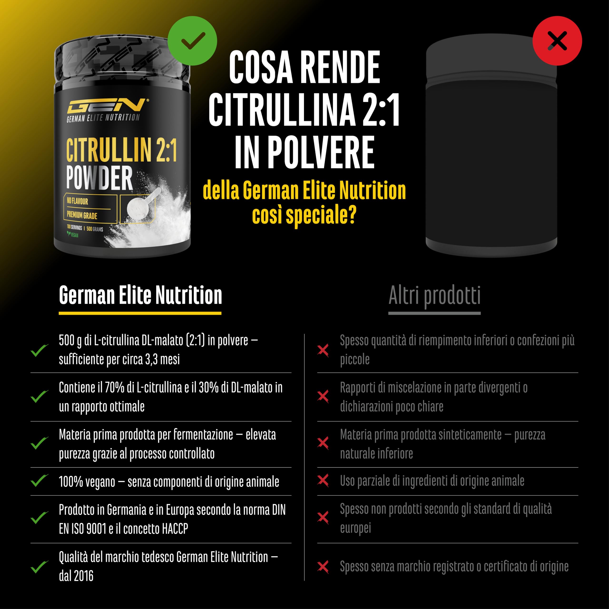L-citrullina DL-malato 2:1 – polvere 500 g – Da fermentazione vegetale – Amminoacido ad alta purezza, vegano – Solubilità ottimale e senza additivi