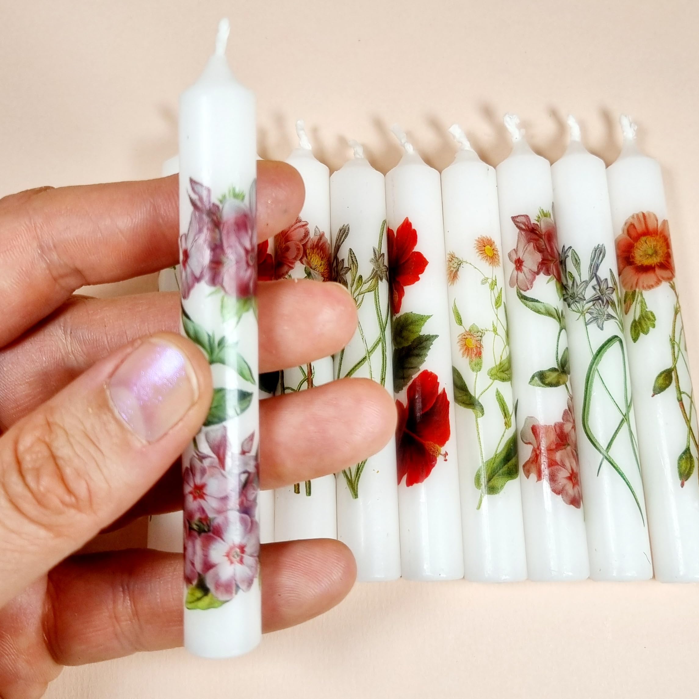 GLOWYBOX Geburtstagskerzen Kerzenring Kerze Blume Kindergeburtstag bunte Kinderkerzen Geburtstagszug Kerzen mit Blumen bedruckt Minikerzen Jahreszeitenring Geburtstagsring Vintage Blumen Kerzenspirale Küche, Haushalt & Wohnen