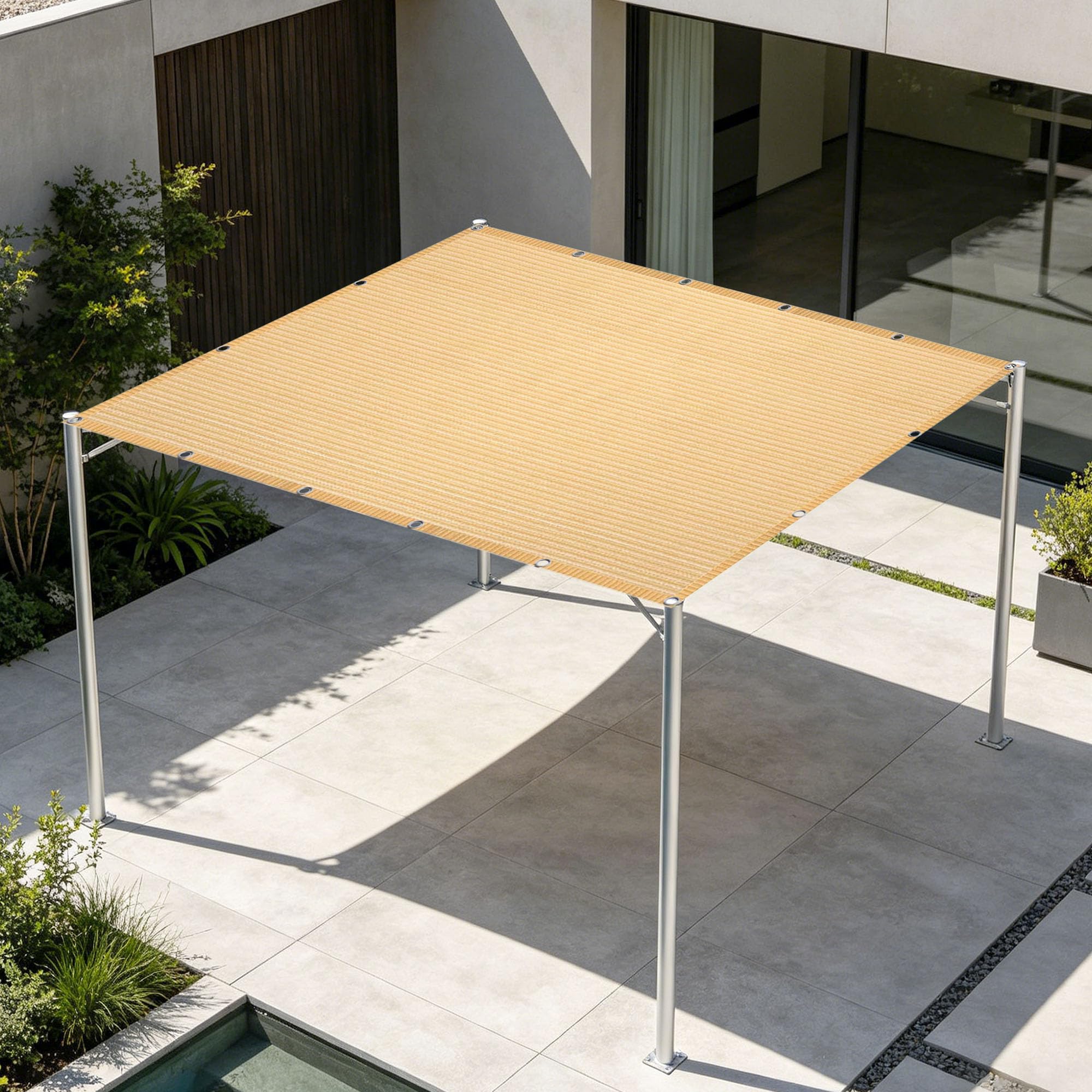 Filet d'ombrage 2.9 x 3.2 m résistant avec maillage haute densité crème