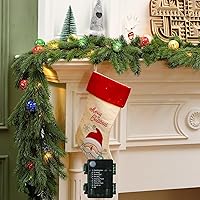 Vista 14 de Ceenna Guirnalda de Cedro de Navidad Preencendida de 6.2 Pies con Luces, Guirnalda de Pino Artificial, Decoraciones Navideñas con Adornos de Bolas