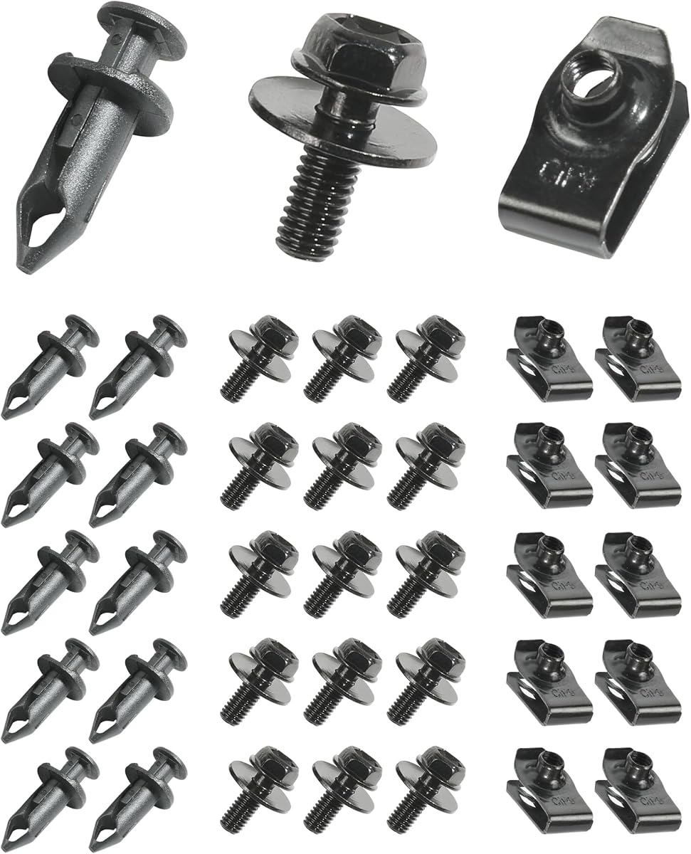 SCUARI 35PCS Car Engine Under Cover Splash Shield Guard Body Bolts Screws,Skid Plate Bolts Screw Kit,Bumper Screws,Engine Splash Shield Screw,Suitable for Most Cars and Sedans Replacement