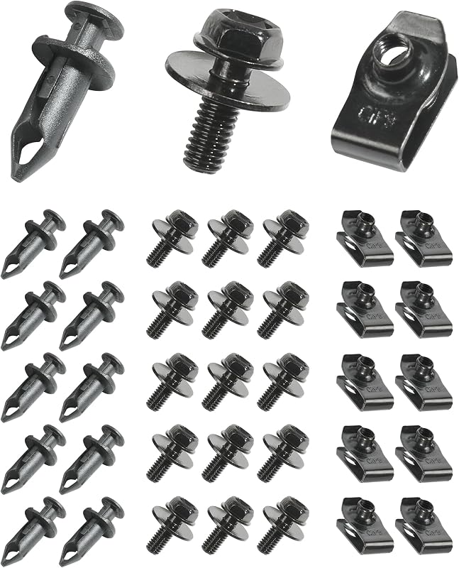 SCUARI 35PCS Car Engine Under Cover Splash Shield Guard Body Bolts Screws,Skid Plate Bolts Screw Kit,Bumper Screws,Engine Splash Shield Screw,Suitable for Most Cars and Sedans Replacement