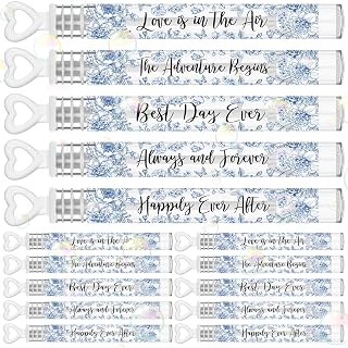 120 Count Wedding Mini Bubble for a Wedding Wands Bulk Heart Bubble Wand for Guests Send Off Party Supplies Valentine Anniversaries Celebration (Blue Flower)