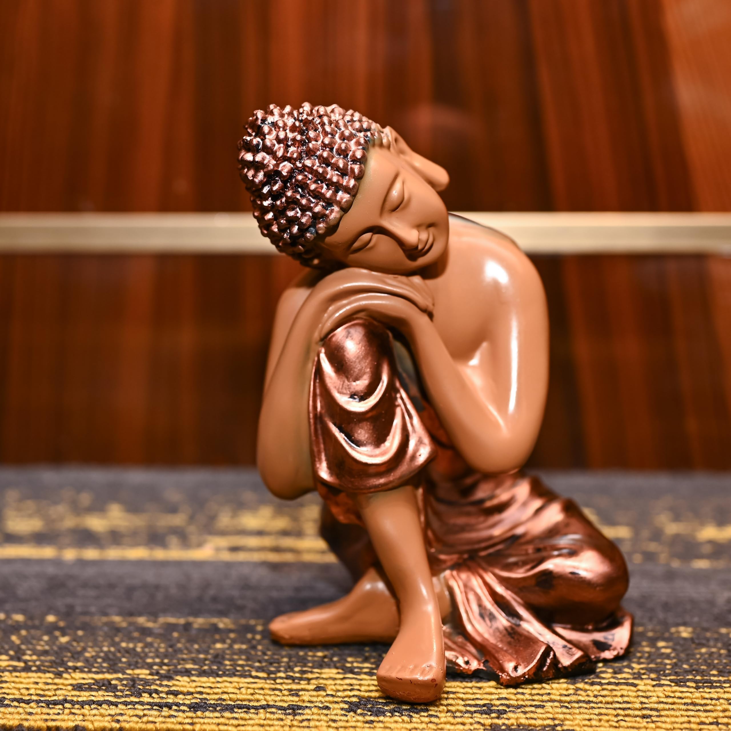 Hindcraft Buddha Idol for Home Decor – Resting Buddha on Knee Showpiece |Peaceful Buddha Statue for Living Room, Meditation, Office, Garden & Spiritual Decor | Thoughtful Gift Items for Women | 6 Inch