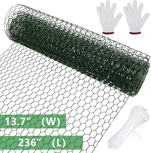 Aboofx Alambre de pollo verde, 236 x 13.7 pulgadas, malla de alambre de pollo para arreglos florales, malla de alambre de pollo, alambre hexagonal