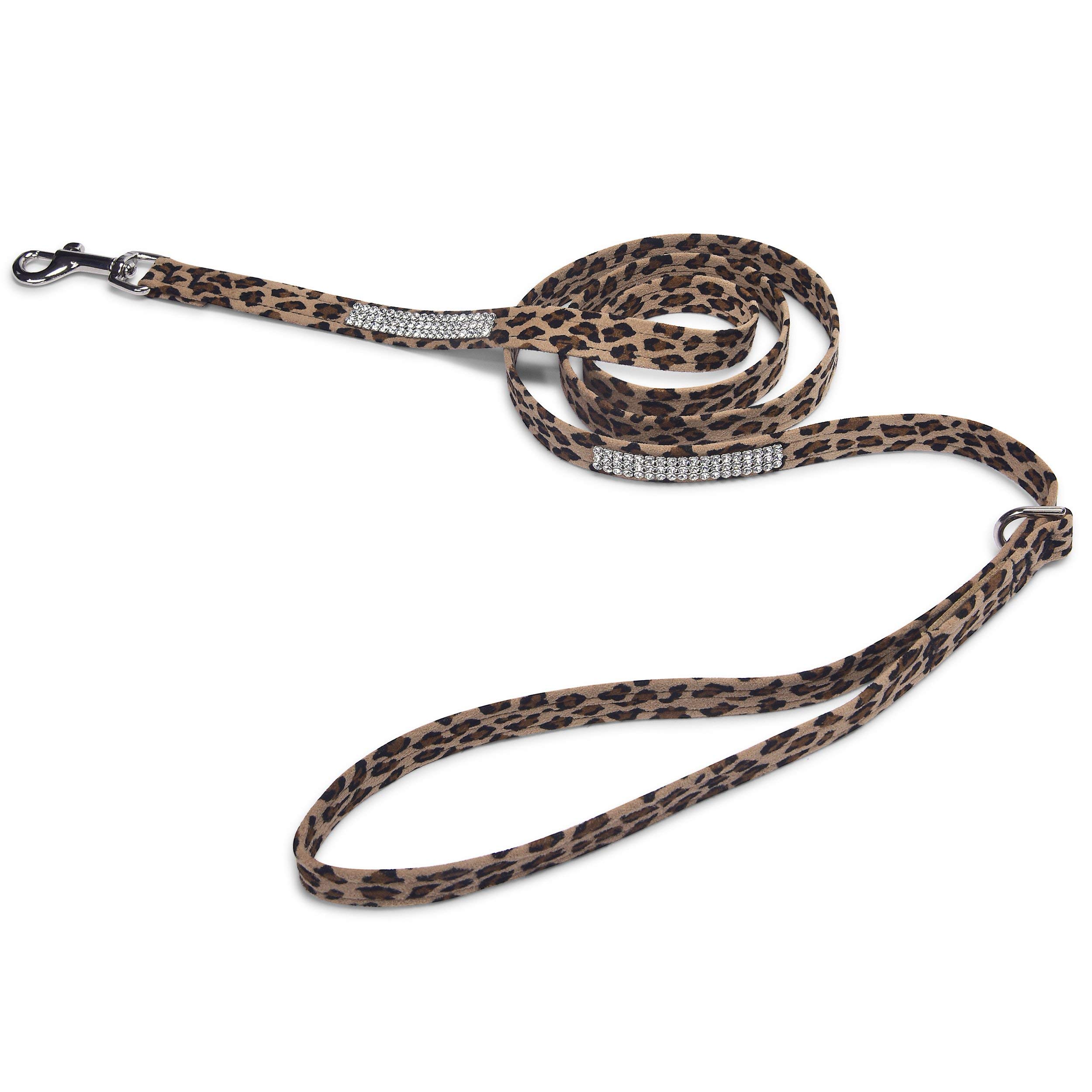 Susan Lanci Designs Premium Ultrasuede 3 Row Giltmore Pet Leash, Cheetah, 6 FT