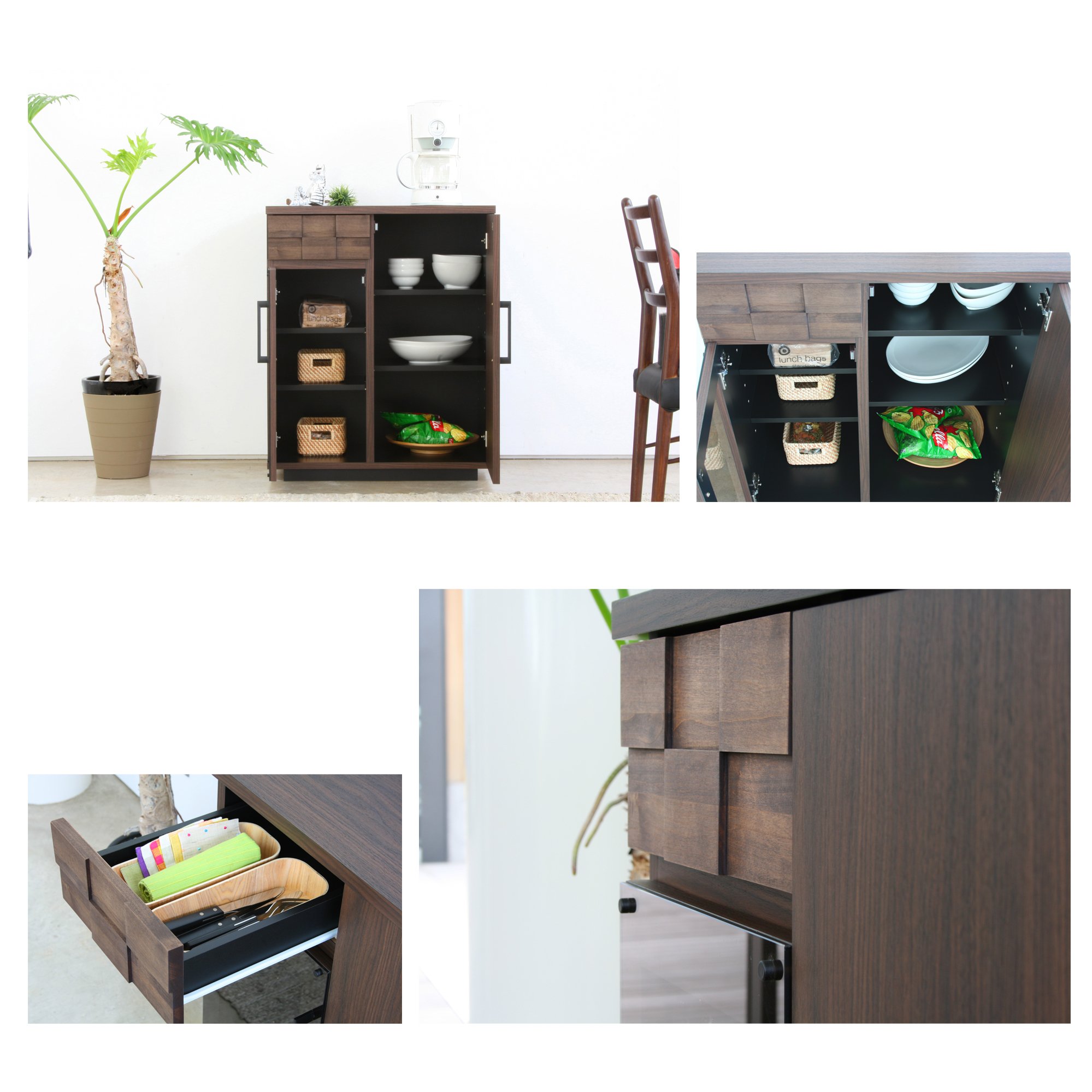 Amazon｜大川家具 GART カウンター COLK (コルク) 70cm幅｜食器棚