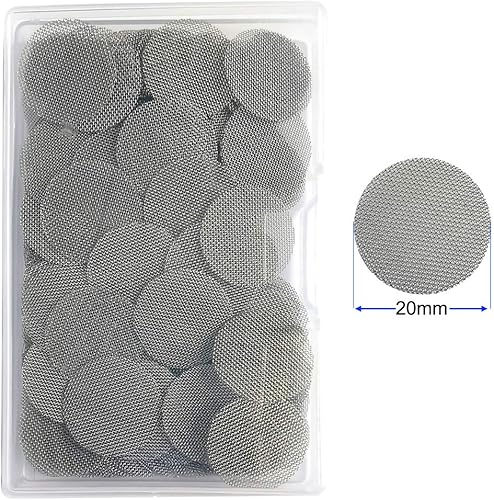 Miniatura 9 de Gebildet 210 filtros de tubería de acero inoxidable, tubo de pantallas de fumar de 0.748 in, filtro de gasa de malla plateada con caja de