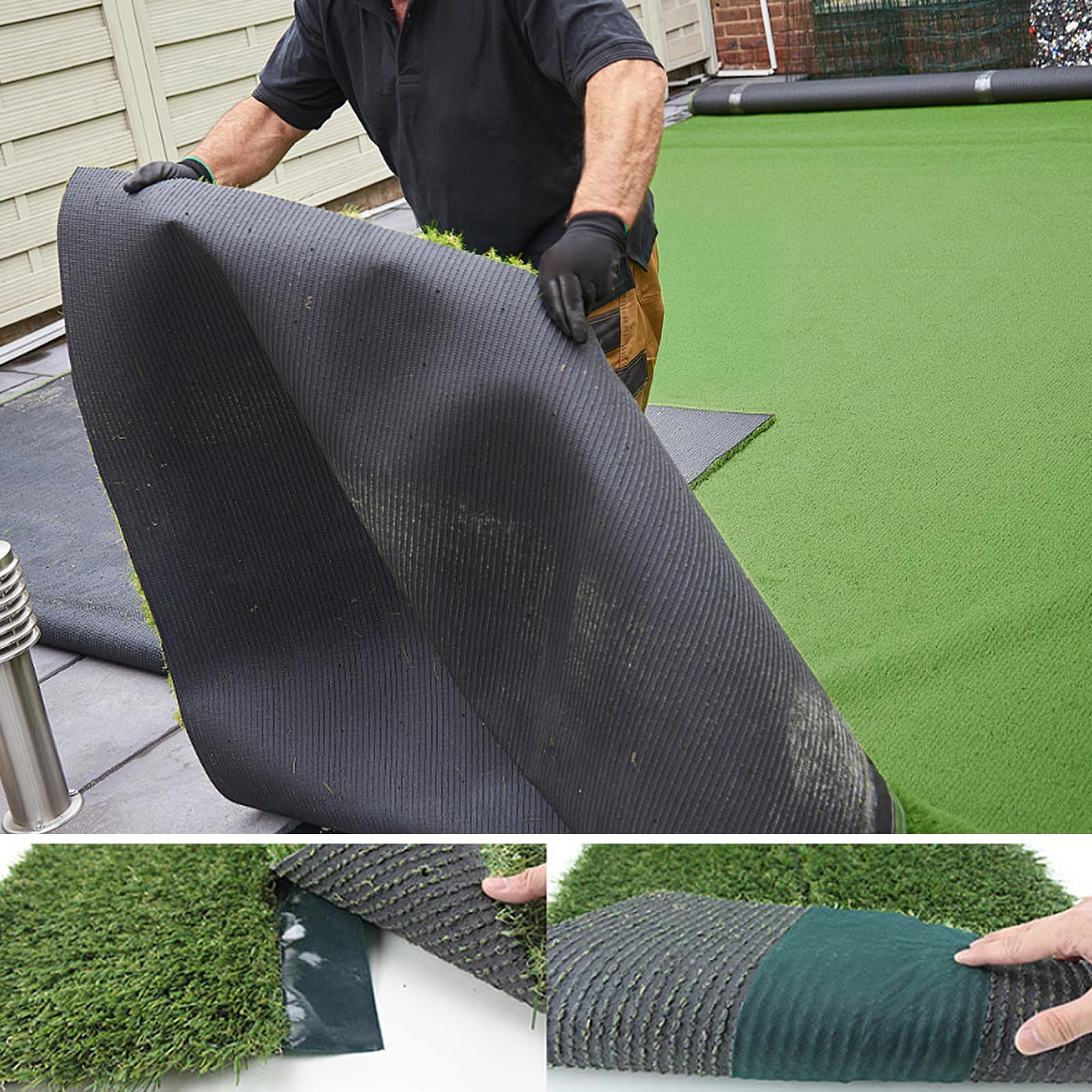 Ruban adhésif pour gazon artificiel - Bande de connexion autocollante pour bordure de pelouse - Pour fixation des joints - Ruban de couture de jardin - 15 cm x 15 m