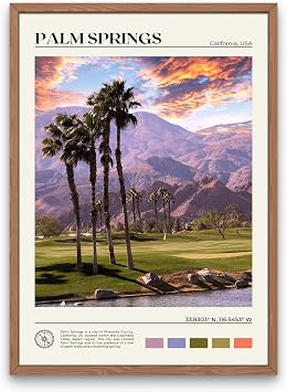 StudioUBILA Palm Springs Wall Art Poster, Decorative Cityscape Landscape Art Prints, Home Decor Wall Art Print for Bedroom Living Room Kitchen Decorations, Unframed