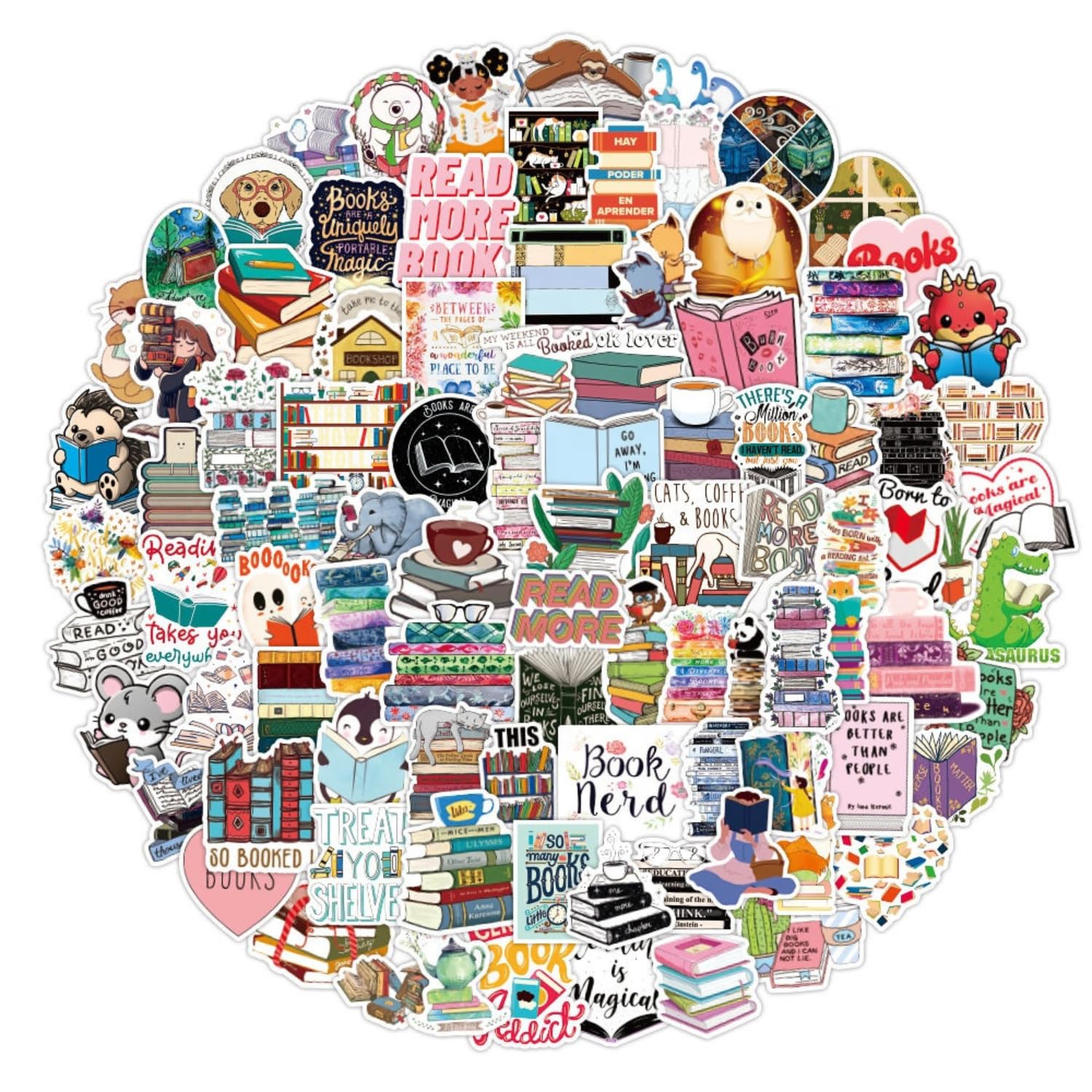 Hntr Reading Hntr® Stickers | 100 Book Stickers For Kindle | Bookish Sticker Pack For Journals, Scrapbooks And Books