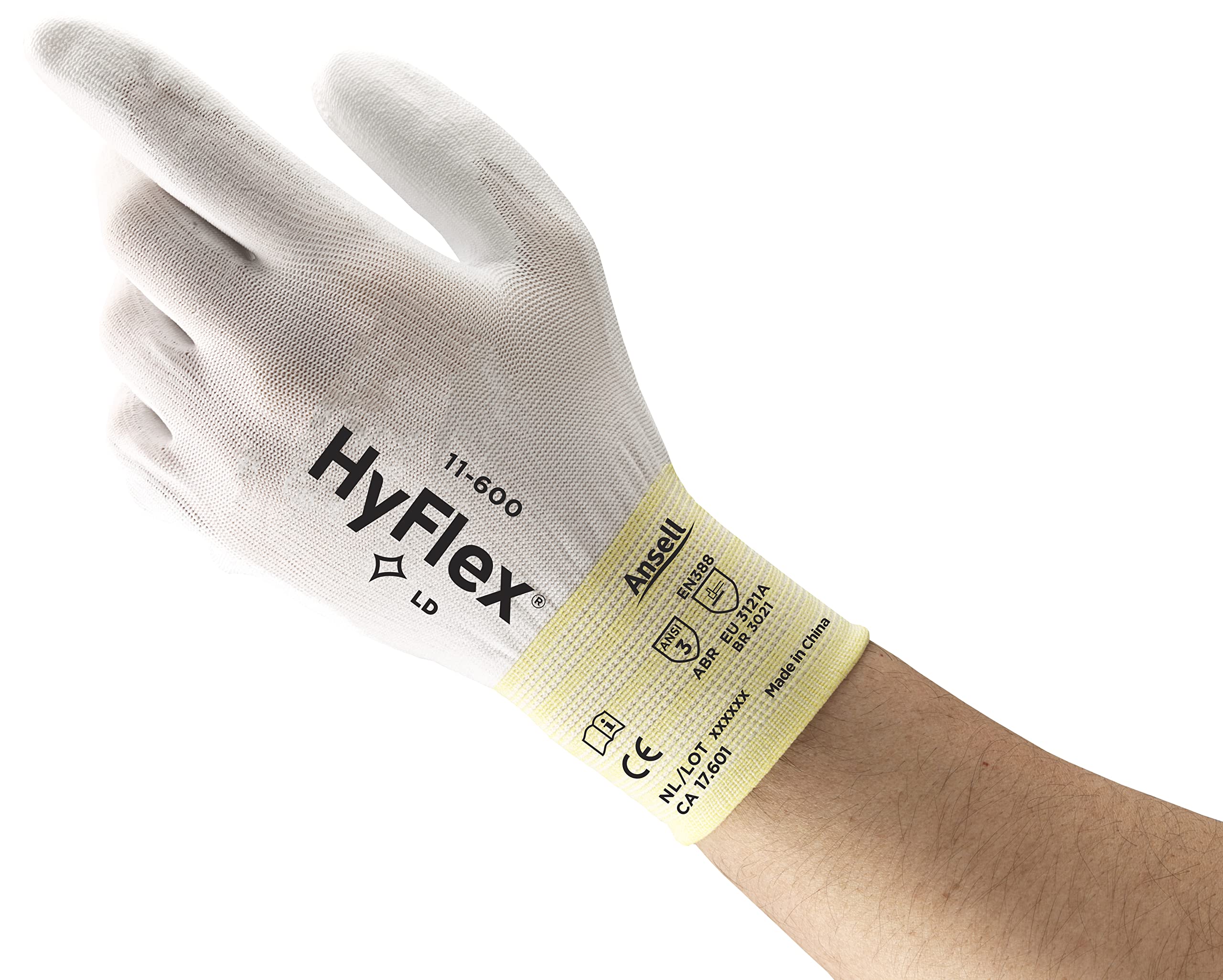 Ansell HYFLEX 11-600 Light Duty Nylon Industrial Gloves w/Palm Coating for Metal Fabrication