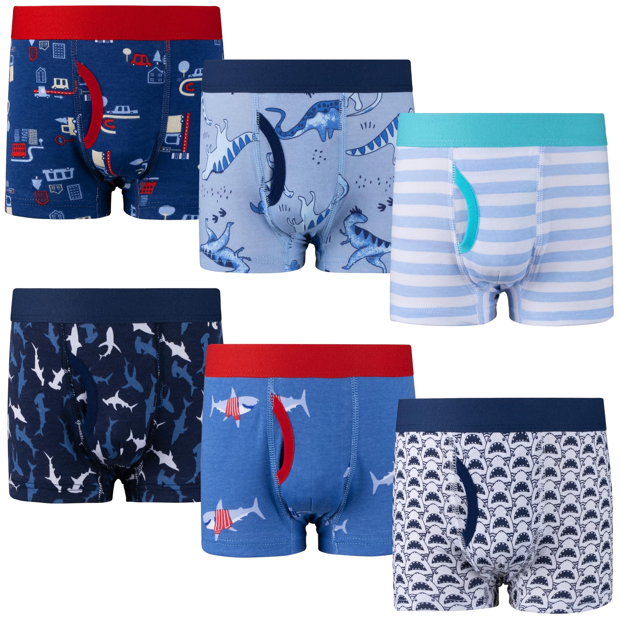 BIG ELEPHANT Boys Boxer Briefs 6-Pack 100 Cotton Toddler Underwear Soft Breathable