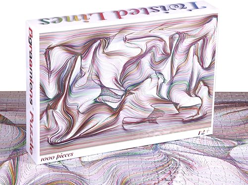 Miniatura 3 de Bgraamiens Rompecabezas de 1000 piezas de líneas trenzadas, rompecabezas de desafío de color rectangular para adultos y niños (líneas retorcidas)