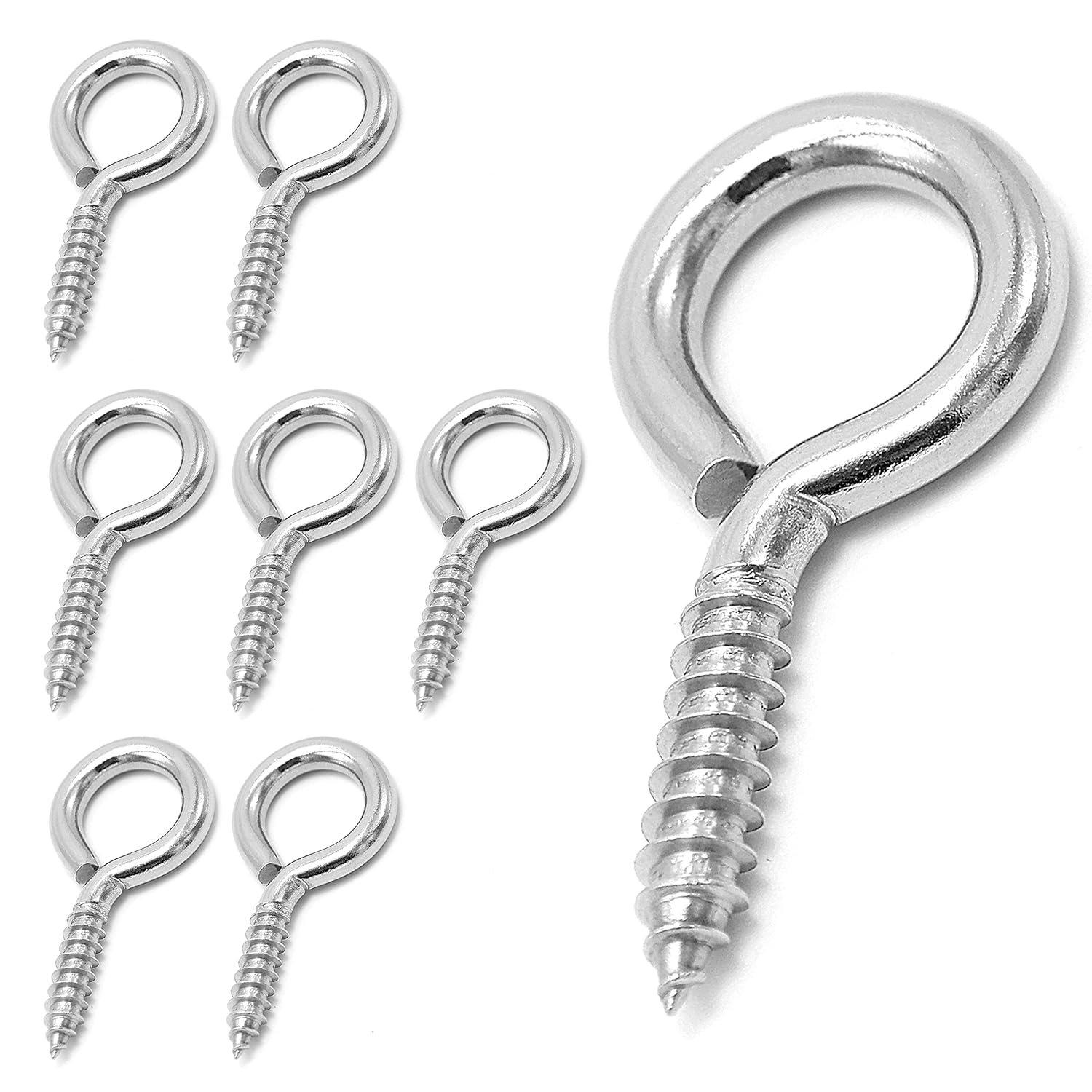 8 Pack 304 Stainless Steel Eye Screws,2.5 Inch M6 Heavy Duty Eye Hooks