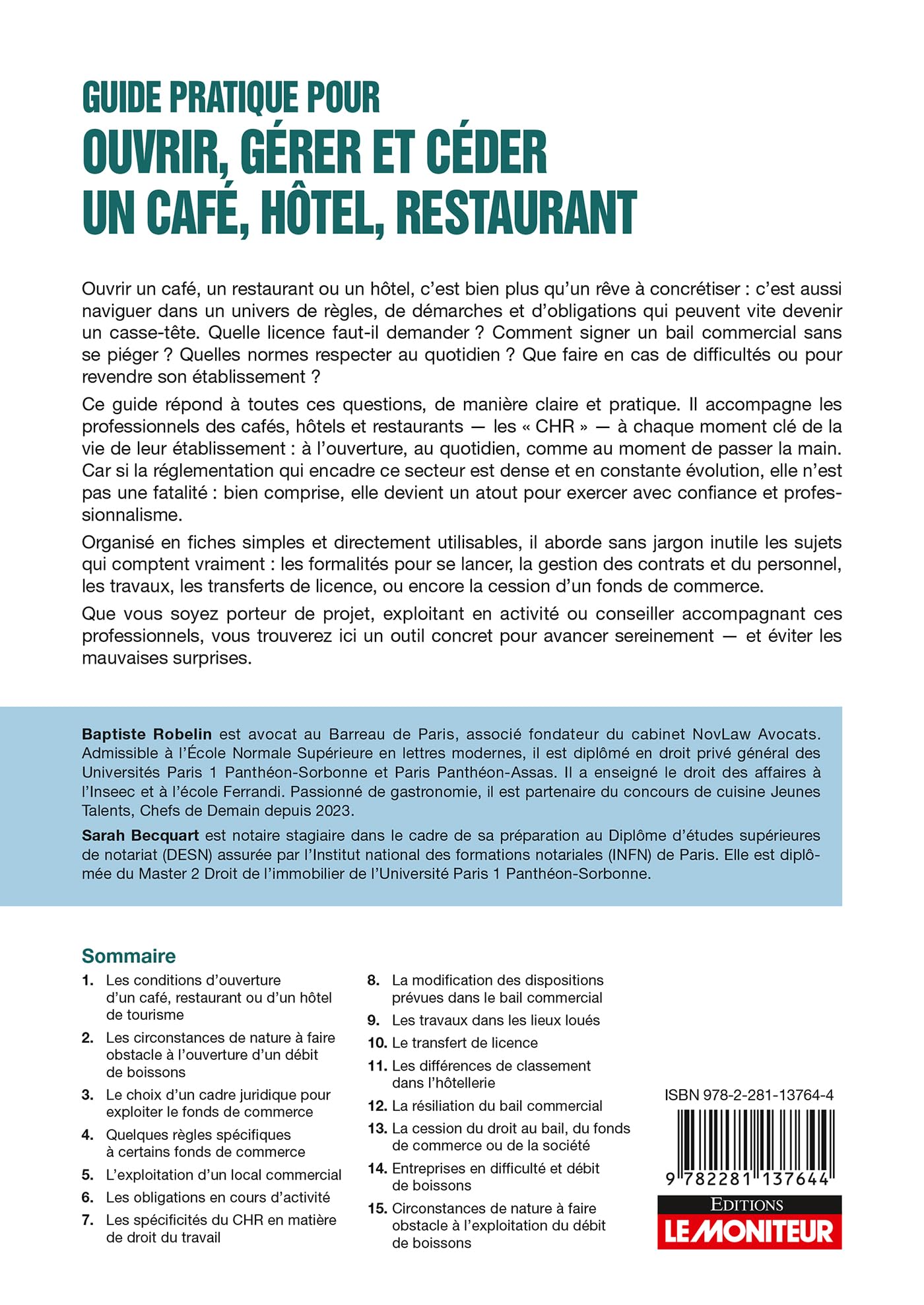 Guide pratique pour ouvrir, gérer et céder un café, hôtel, restaurant