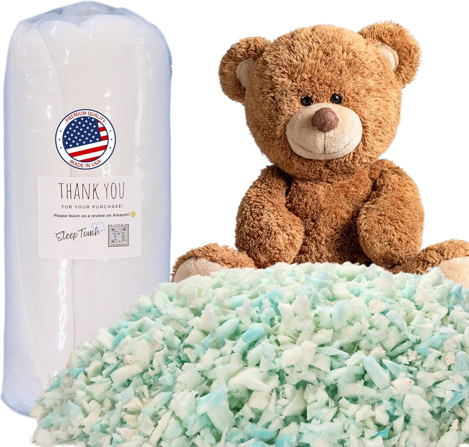 Shredded Memory Foam (10 Pound), Made in USA, 10 LBS Refill, Bean Bag Refill, Stuffing for Couch, Filler for Chair and Pillow, Filling for Cushions.