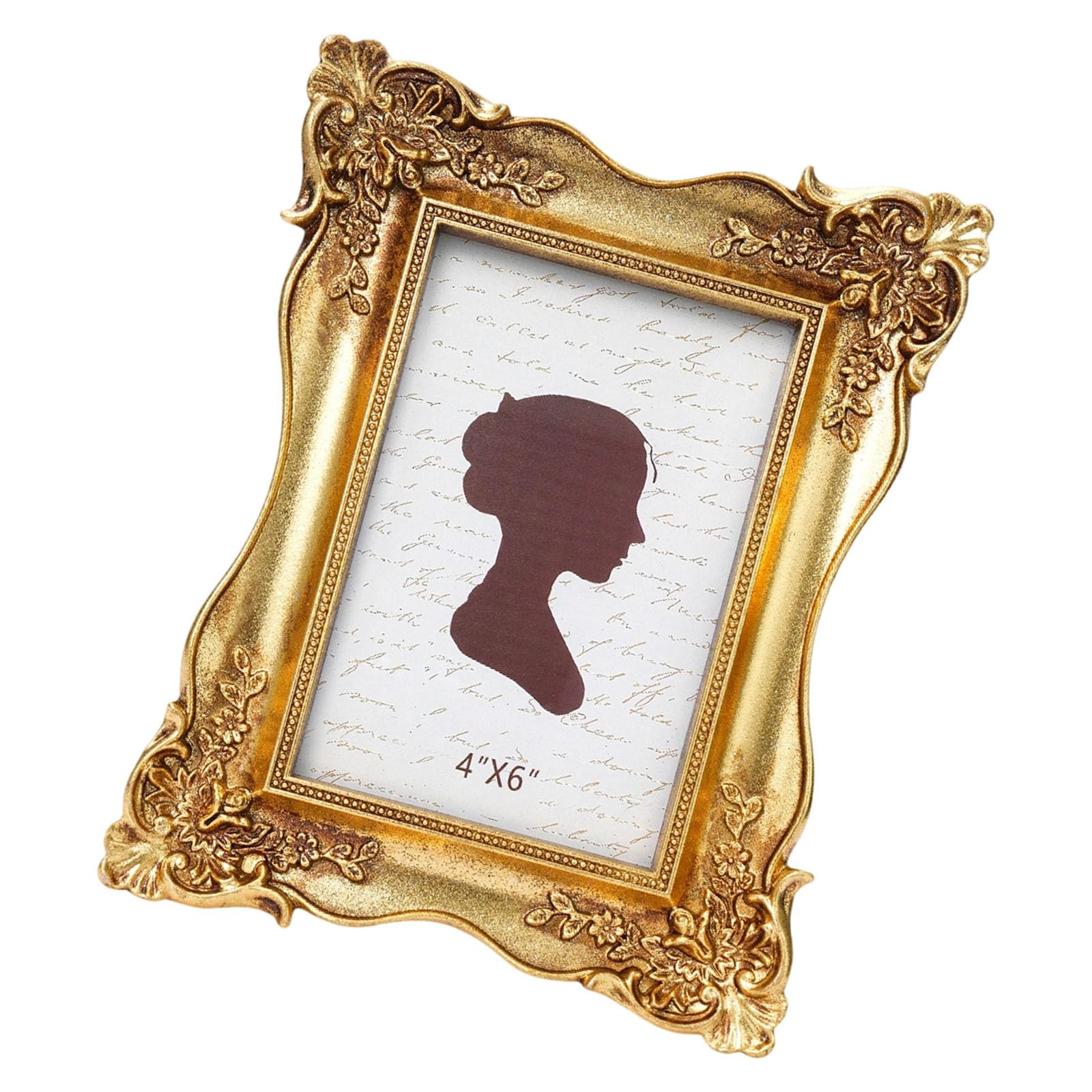 Antique Carved Resin Picture Frame with Hook and Stand for Wall Hanging or Tabletop Decors Antique Ornate Resin Photo Frame