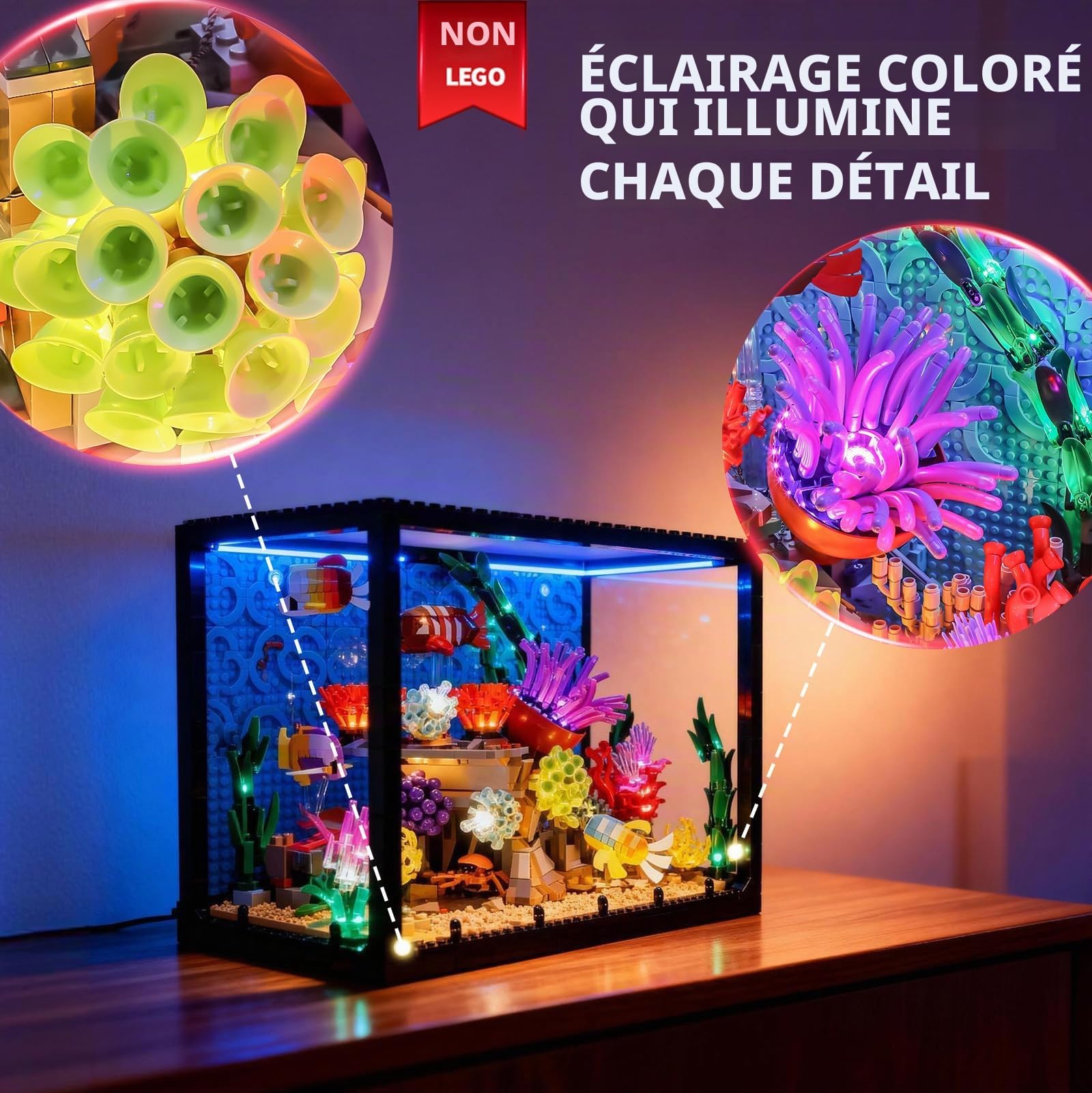 BRIKSMAX Éclairage LED pour aquarium tropical Lego Icons 10366, kit de lumière compatible pour blocs de construction – Sans kit Lego, lumière décorative de qualité supérieure pour modélisme pour la