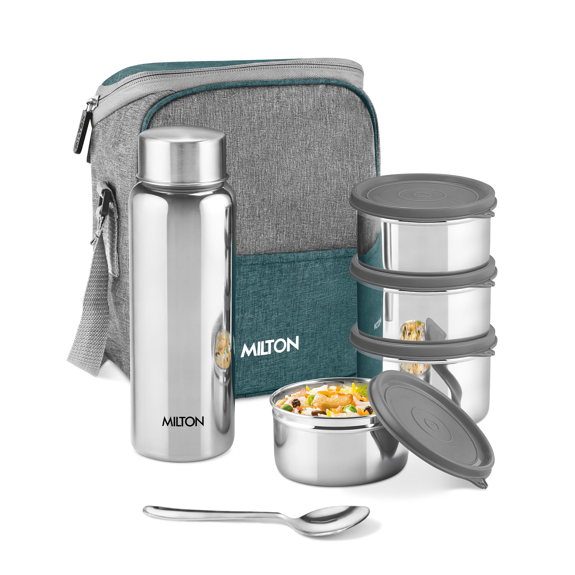 MILTON Glossin Stainless Steel Lunch Box, Teal Green Teal Blue - Image 1
