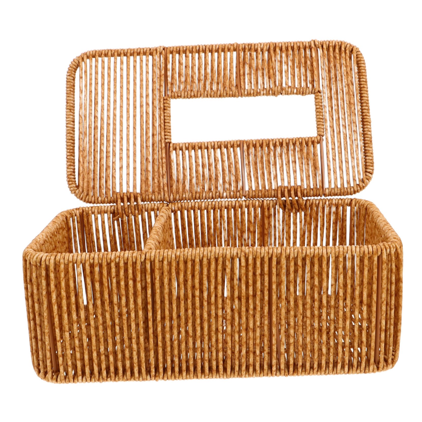 ABOOFAN 4 Piezas Caja de tejido de ratán japonés para cajas de tejido soporte para pañuelos decorativo organizador de pañuelos faciales portavasos plastico Chocolate