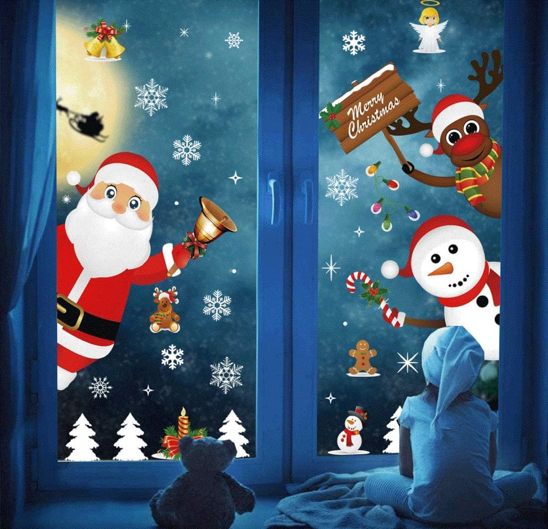 DURINM Christmas Window Clings Christmas Window Stickers Santa Claus