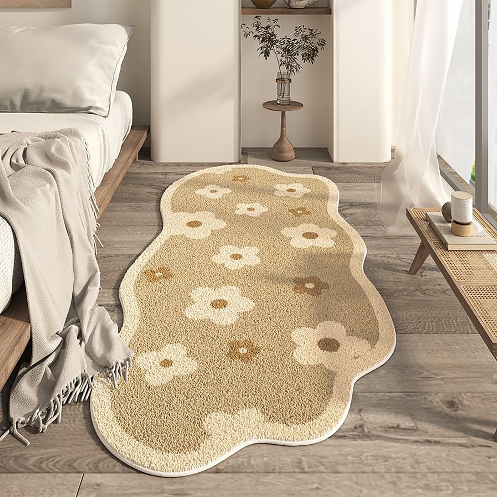 Tappeto a forma di nuvola, morbido e lavabile, in cashmere artificiale, con retro antiscivolo, design irregolare, facile da pulire, perfetto per soggiorno, camera da letto e cameretta dei bambini