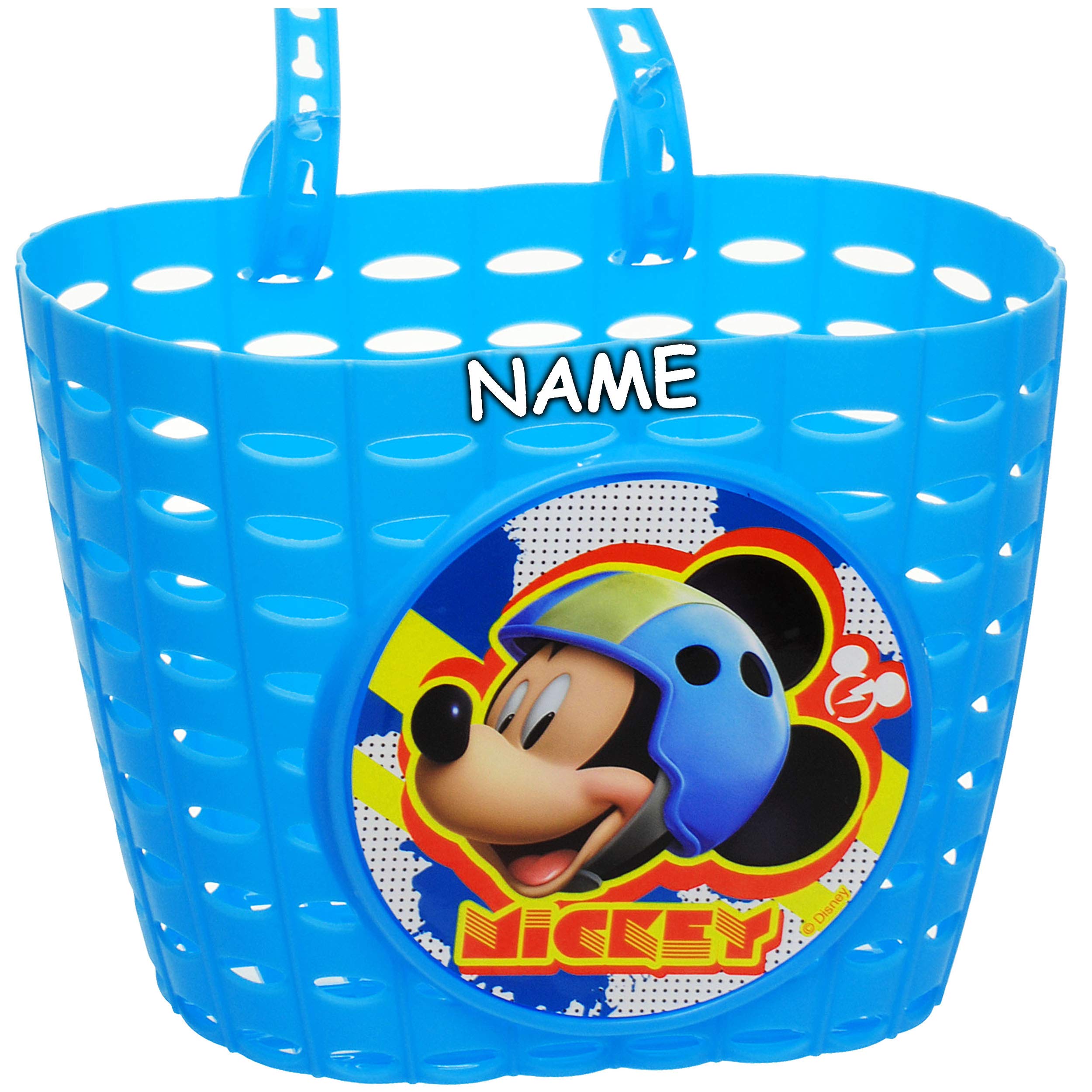 alles-meine.de GmbH Fahrradkorb/Korb - Mickey Mouse - inkl. Name - mit Befestigung für Lenker vorne - Fahrrad Kinder - Mädchen Jungen - Bastkorb