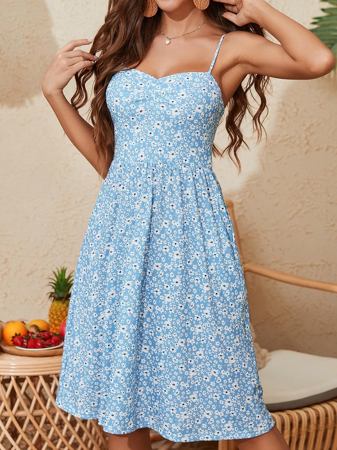 YATHON Summer Casual Dress for Women 2025 Vacation Beach Dresses Adjustable Spaghetti Strap Sundress with Pockets - Image 5