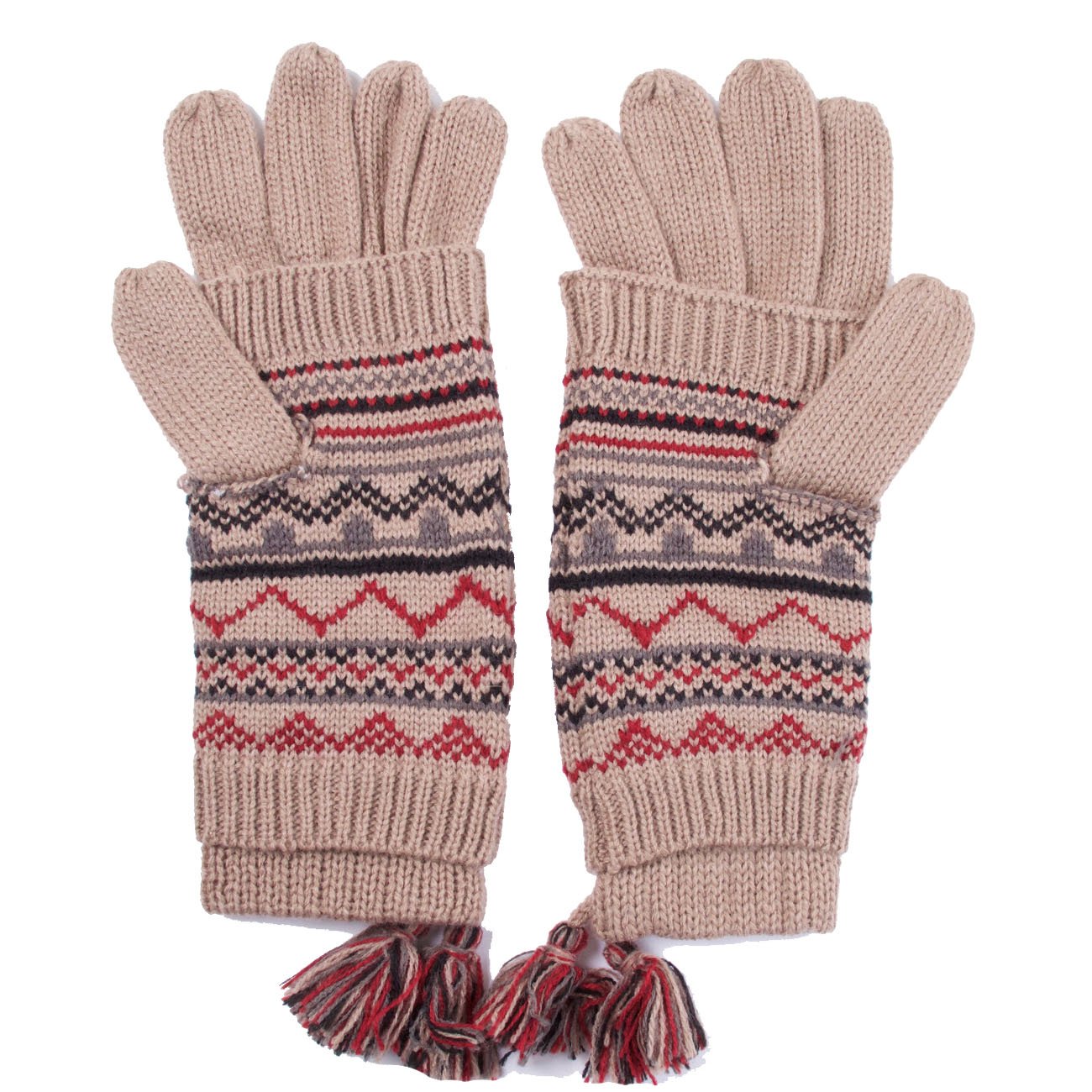 ScarvesMe Tribal Print Two Piece Glove with Tassel (Taupe)