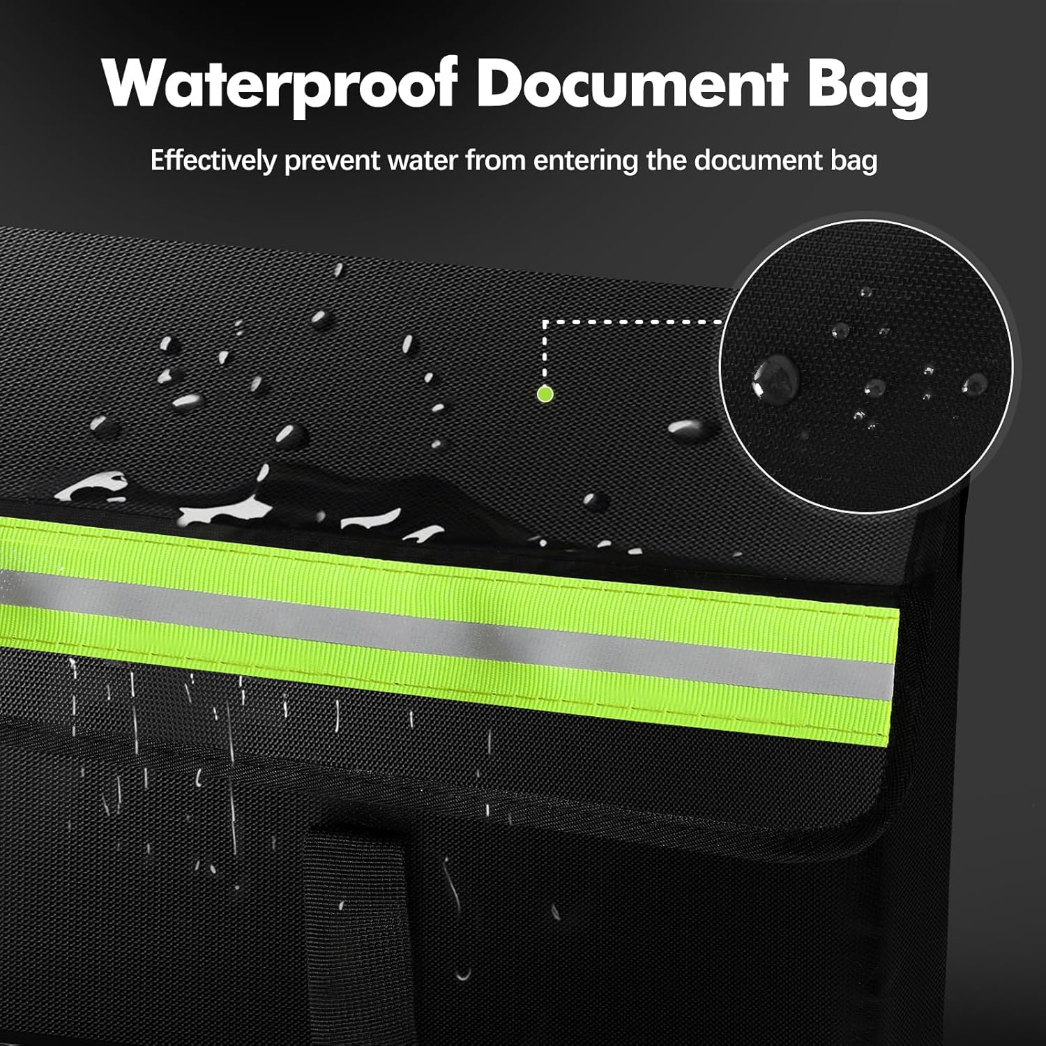 Large Fireproof Document Bags 24x12x12in, Fireproof Document Box for Cash, Photo Albums, Valuables, Extra Large Fireproof Bag Waterproof Document Storage with Reflective Strip, Black