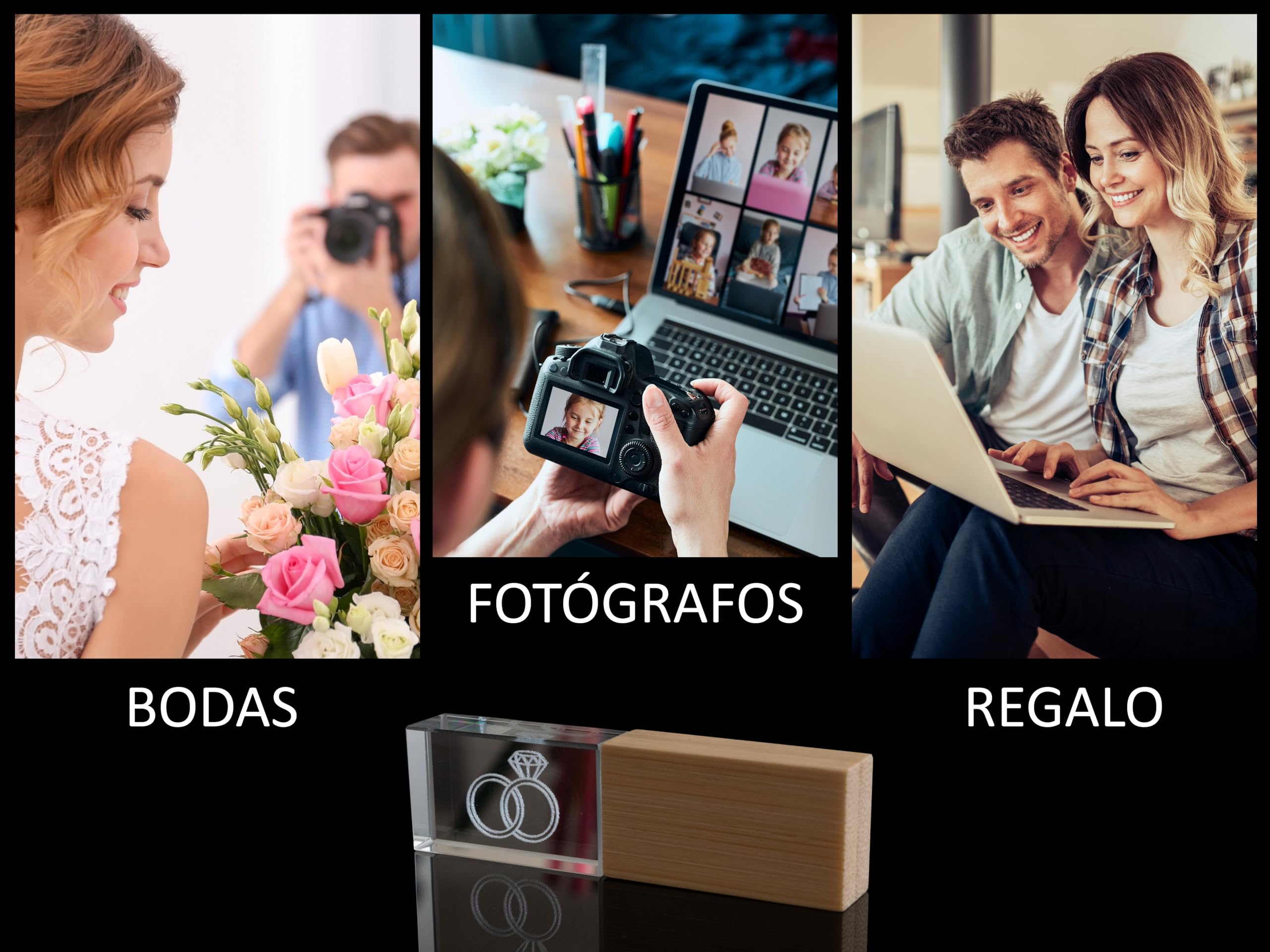 PENDRIVE 32 GB - Memoria USB 3.0 Premium - Pen Drive 32gb Madera- USB Boda - Memoria Externa Cristal - Pen Drive Regalo - Llave Personalizado - USB Memoria Flash - Pincho USB Stick 32gb