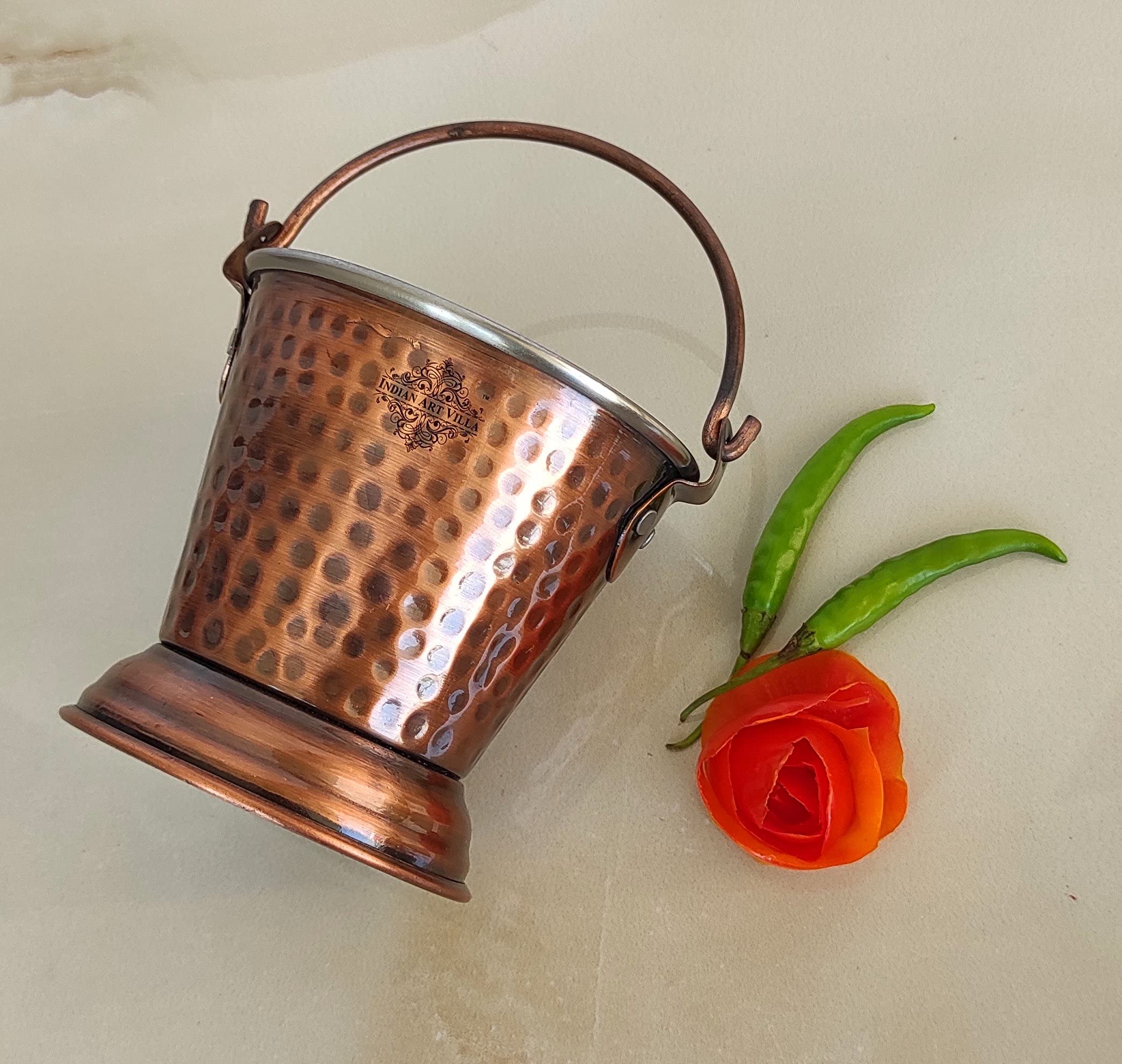Indian Copper Serving Bucket - Antique Style -5