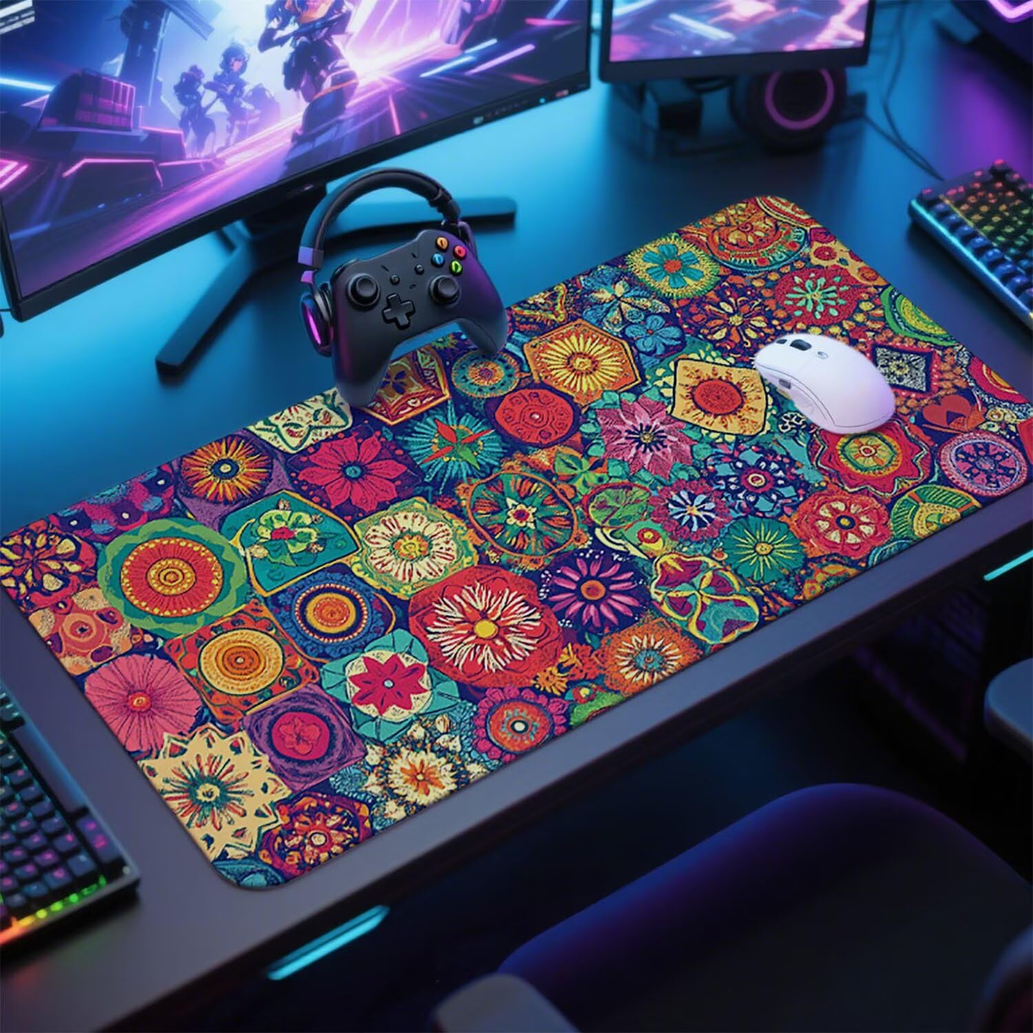 Abstrakcyjna podkładka pod mysz pod mysz pod mysz do gier XXL 1200 x 600 x 3 mm podkładka pod mysz gumowa duża podkładka pod mysz dla graczy akcesoria PC antypoślizgowe i wodoodporne, do klawiatury w