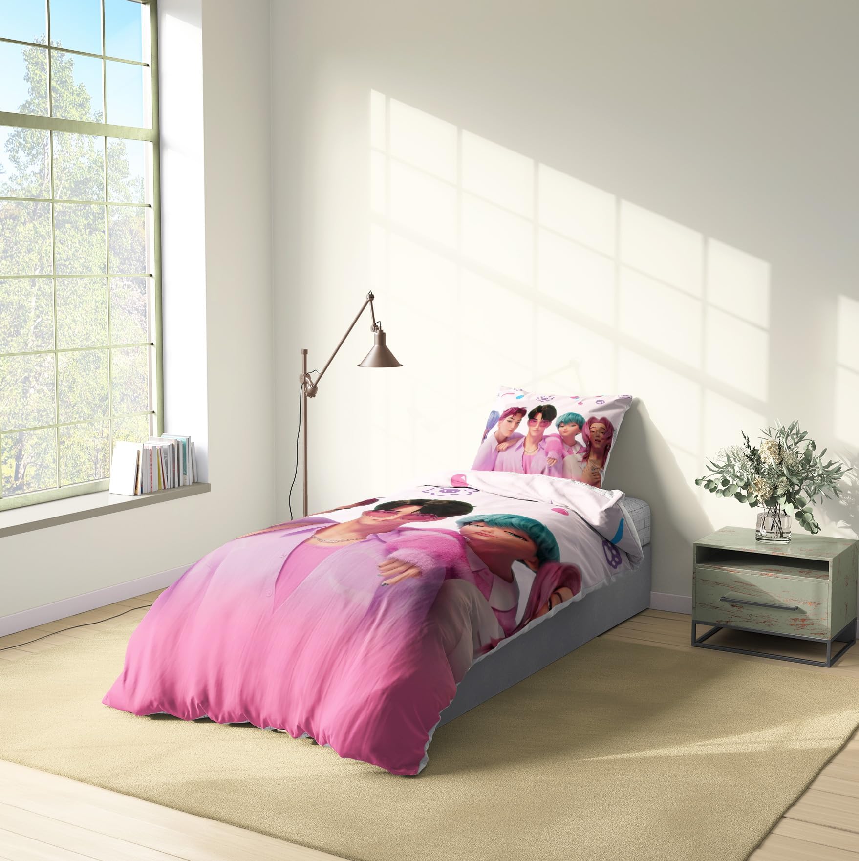 Anime Quilt Cover Comforter Covers Duvet Cover for Kids Bedding Set with 2 Pillow Cases Polyester Single 135 x 200 cm