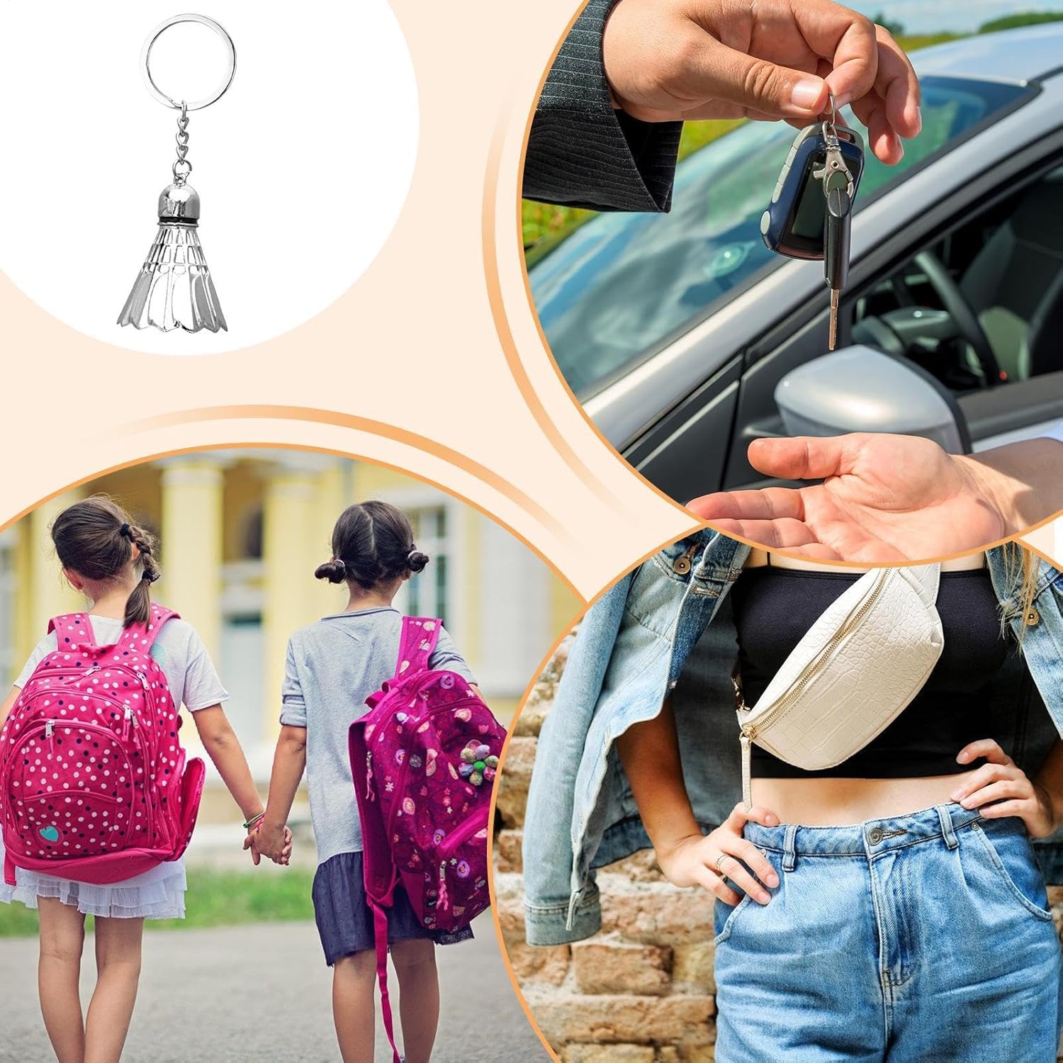 Badminton Keychain | Metal Badminton Pendant For Keys And Bags | Novelty Keychain For Badminton Fans, Perfect For Camping And