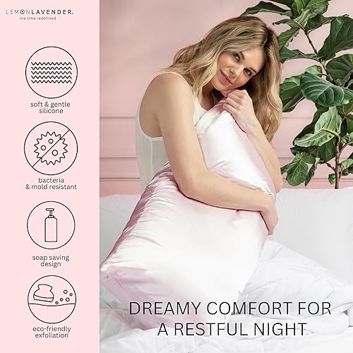 Miniatura 4 de Lemon Lavender Funda de almohada de satén sedoso de lujo para piel y cabello de 22 x 40 pulgadas eleva tu rutina de sueño y cuidado del cabello -